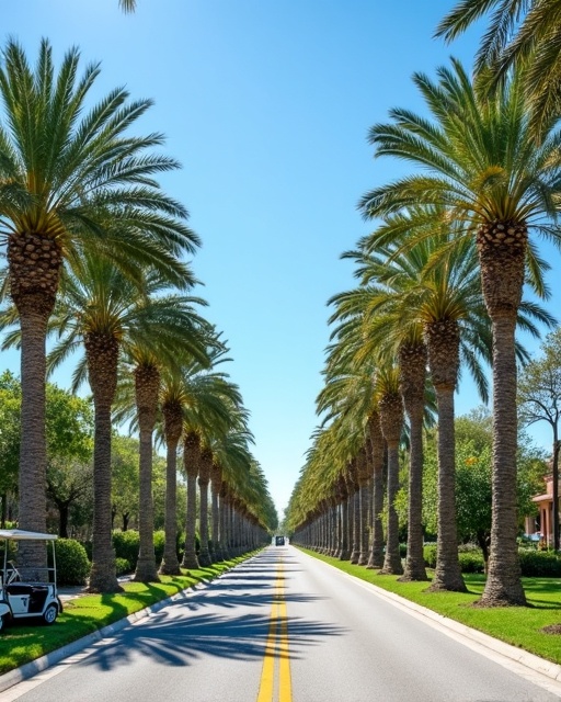 Palm-lined boulevard in Lakewood Ranch Florida